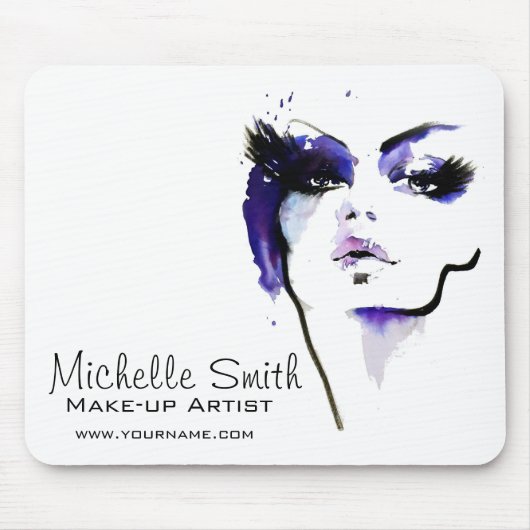 Tapis De Souris Marque d'artiste maquillage de visage d'aquarelle (Devant)