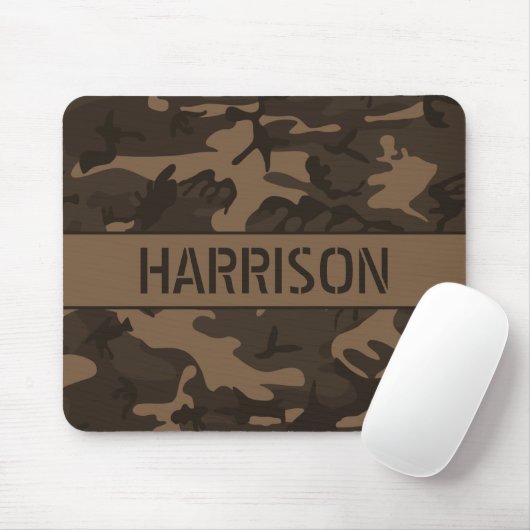 Tapis De Souris Marron Camouflage Monogrammé (Avec souris)