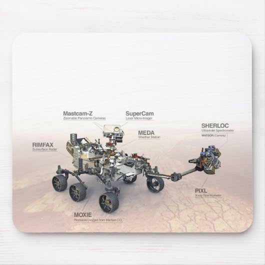 Tapis De Souris Mars La Persévérance Rover Avec Instruments (Devant)