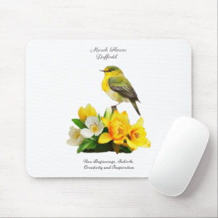 Tapis De Souris Mars Mois de naissance Fleur vibrante Cadeau d'ann