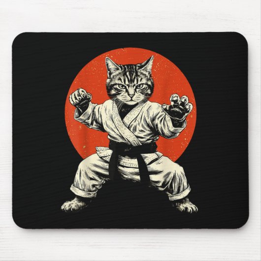 Tapis De Souris Martial Arts Cat Karate Judo Japanese Flag Funny J (Devant)