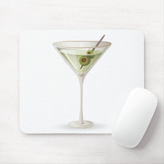 Tapis De Souris Martini sur blanc (Avec souris)