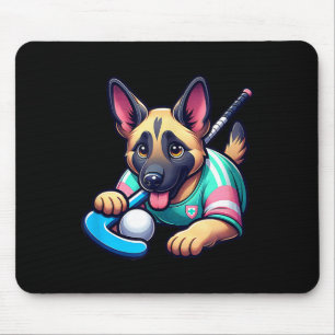 Tapis De Souris Mascotte de chiot de hockey sur gazon Berger allem