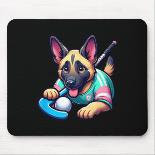 Tapis De Souris Mascotte de chiot de hockey sur gazon Berger allem