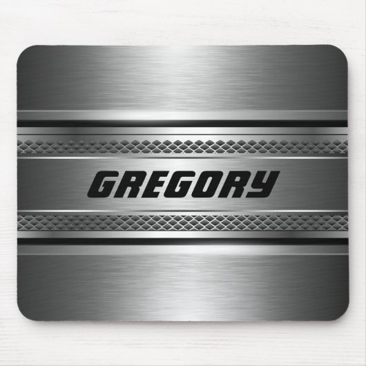 Tapis De Souris Masculine Faux Grandes Argent Design Monogramme (Devant)