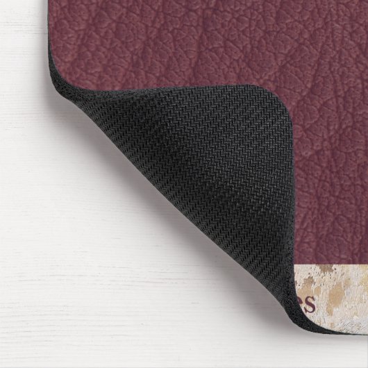 Tapis De Souris Masculine Monogramme Personnalisée Cuir Bourgogne (Coin)