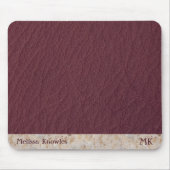 Tapis De Souris Masculine Monogramme Personnalisée Cuir Bourgogne (Devant)