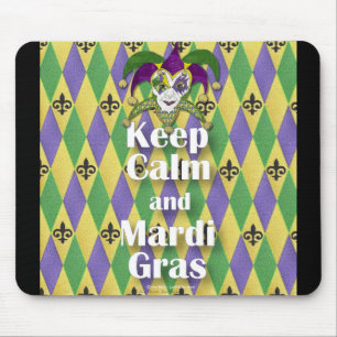 Tapis De Souris Masque de bouffon Garder son calme et Mardi Gras