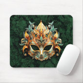 Tapis De Souris Masque Orné Doré sur Fond Vert Forêt (Avec souris)