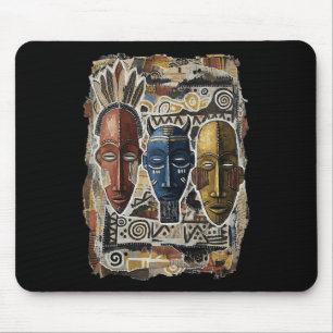 Tapis De Souris Masque Tril afro-américain cool Art Mois de l'hist