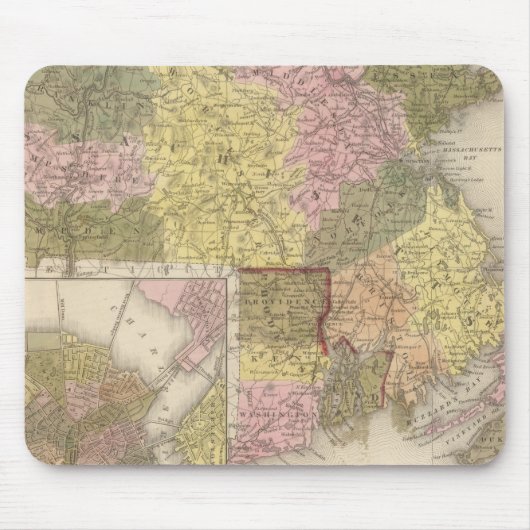Tapis De Souris Massachusetts Et Rhode Island (Devant)