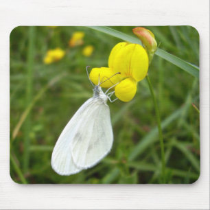 Tapis De Souris Mat de souris à papillon blanc en bois
