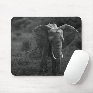 Tapis De Souris Matériau de souris de l'éléphant noir blanc