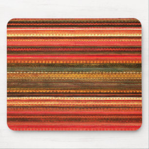 Tapis De Souris Matériau Textile Rayures Rouge Orange et Vert