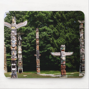Tapis De Souris Mâts totémiques de Natif américain, Vancouver,
