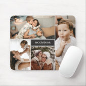 Tapis De Souris Matte Black Modern 4 Photo Collage & Nom (Avec souris)