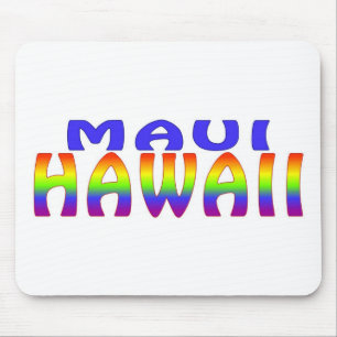 Tapis De Souris Maui Hawaii en arc-en-ciel mots mousepad