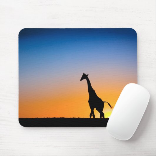 Tapis De Souris Mauspad Giraffe Coucher de soleil (Avec souris)