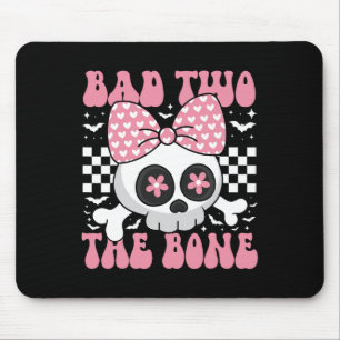 Tapis De Souris Mauvais Deux Crâne Os Avec Bow Rose Pour Halloween