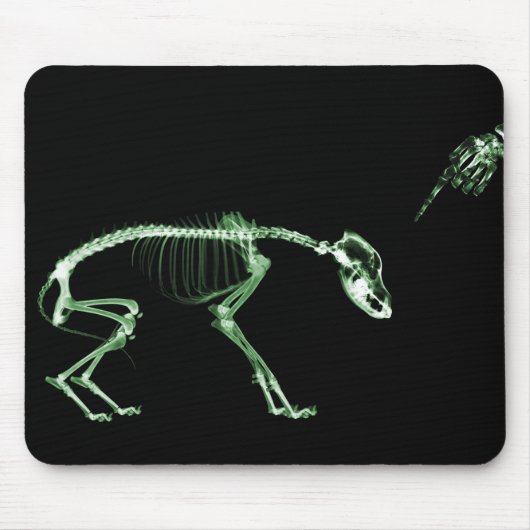Tapis De Souris Mauvais squelette de rayon X de chien en vert (Devant)