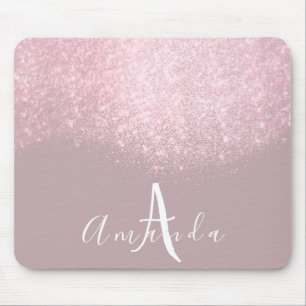Tapis De Souris Mauve de rose de nom de maquilleur de monogramme
