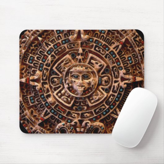 Tapis De Souris Mayan-Aztec Sacré Calendrier Soleil Art Mousepad (Avec souris)