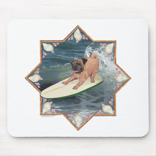 Tapis De Souris Mec Pug Surfeur (Devant)