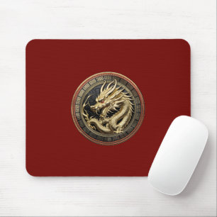 Tapis De Souris Médaillon de dragon sacré oriental en or