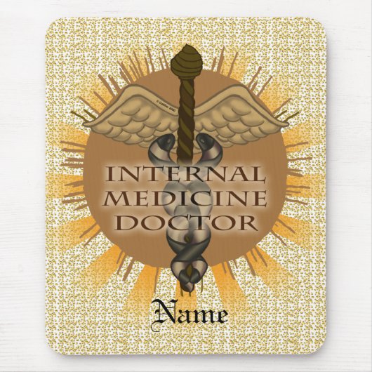 Tapis De Souris Médecin de médecine interne Caducée (Devant)