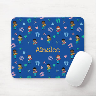 Tapis De Souris Médecins mignons et infirmières avec nouveau-nés