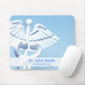 Tapis De Souris Médicale blanc 3D Caduceus Blue Design (Avec souris)