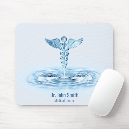 Tapis De Souris Médicale Blue Caduceus Eau Pompe Hermes Rod (Avec souris)