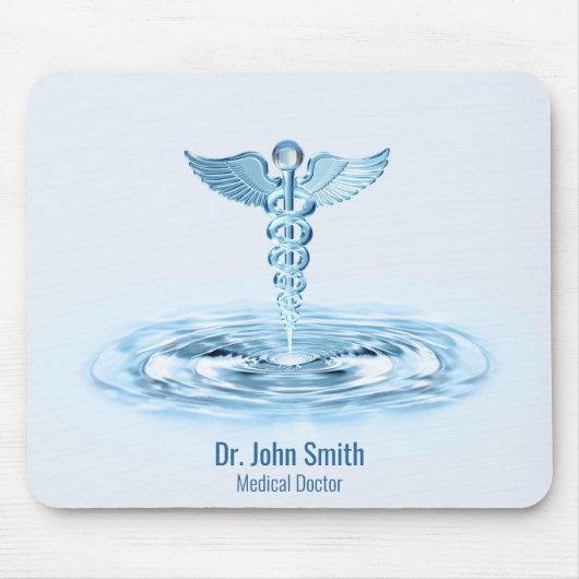 Tapis De Souris Médicale Blue Caduceus Eau Pompe Hermes Rod (Devant)