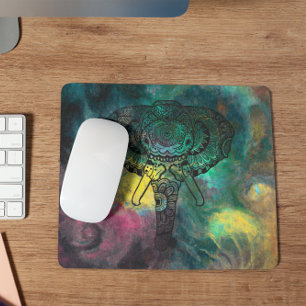 Tapis De Souris Méditation de l'éléphant aquarelle