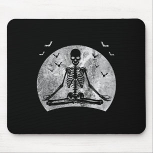 Tapis De Souris Méditer Skeleton Yoga Lover Halloween Coût Lune