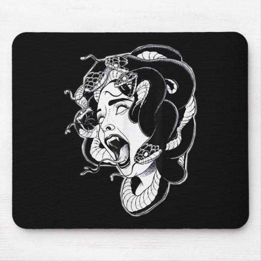 Tapis De Souris Méduse Blackwork Tattoo Flash (Devant)