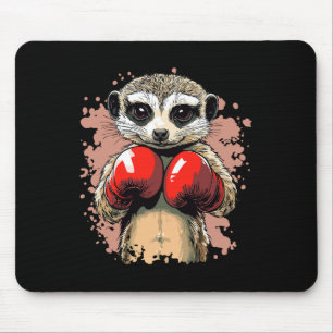 Tapis De Souris Meerkat Champion De Boxe Avec Gants Prêt