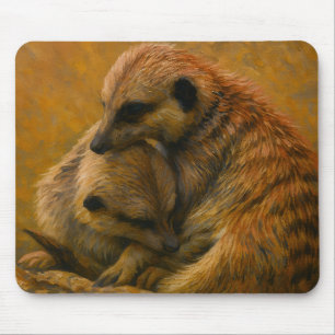 Tapis De Souris Meerkat Cuddle - Peinture faunique tonique Terre