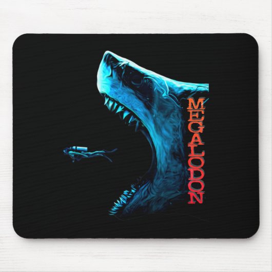 Tapis De Souris Megalodon Primeval Shark Dorsal Fin Teeth Ocean Pr (Devant)