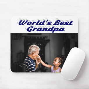 Tapis De Souris Meilleur grand-père photo bleu foncé texte