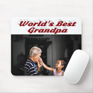 Tapis De Souris Meilleur grand-père photo texte bordeaux