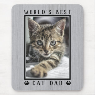 Tapis De Souris Meilleur Papa Chat du Monde Empreintes de Patte Ph