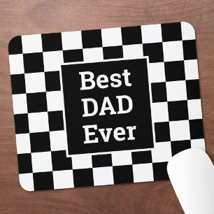 Tapis De Souris Meilleur Papa Jamais Motif à carreaux noir et blan