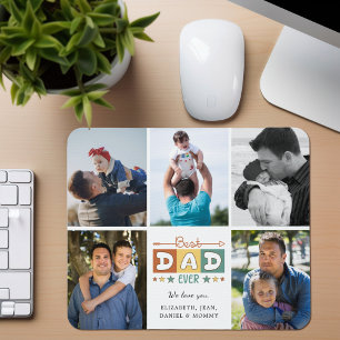Tapis De Souris Meilleur Papa Personnalisé Collage Photo Rétro