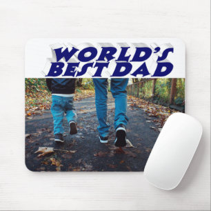 Tapis De Souris Meilleur papa photo bleu foncé 3d texte