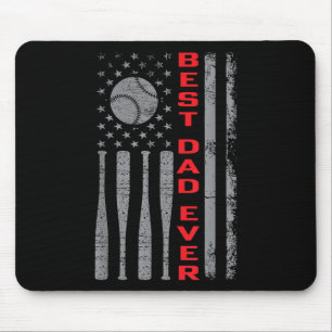 Tapis De Souris Meilleur Père Jamais Fan De Baseball Avec Drapeau