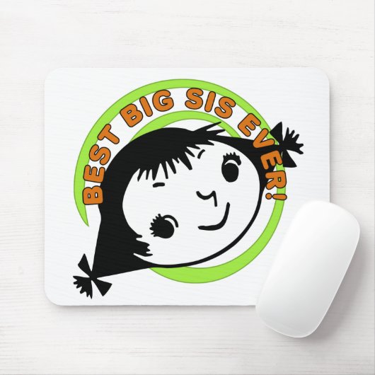 Tapis De Souris Meilleure grande soeur jamais rétro (Avec souris)