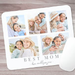 Tapis De Souris Meilleure maman Photo personnalisée Famille Collag<br><div class="desc">Ce simple et élégant tapis de souris d'inspiration boho est une façon parfaite de célébrer Maman. Le design dispose d'espace pour cinq photos, avec "Best Mom" affiché en dessous dans une police serif classique. Dans le script soft, il y a de la place pour ajouter "Amour, les Noms des Enfants",...</div>