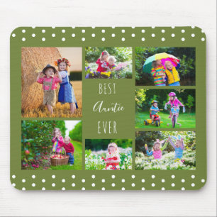 Tapis De Souris Meilleure Tatie Jamais Collage Photo Vert Olive