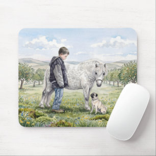 Tapis De Souris Meilleurs amis-Enfant avec poney et chien dans un
